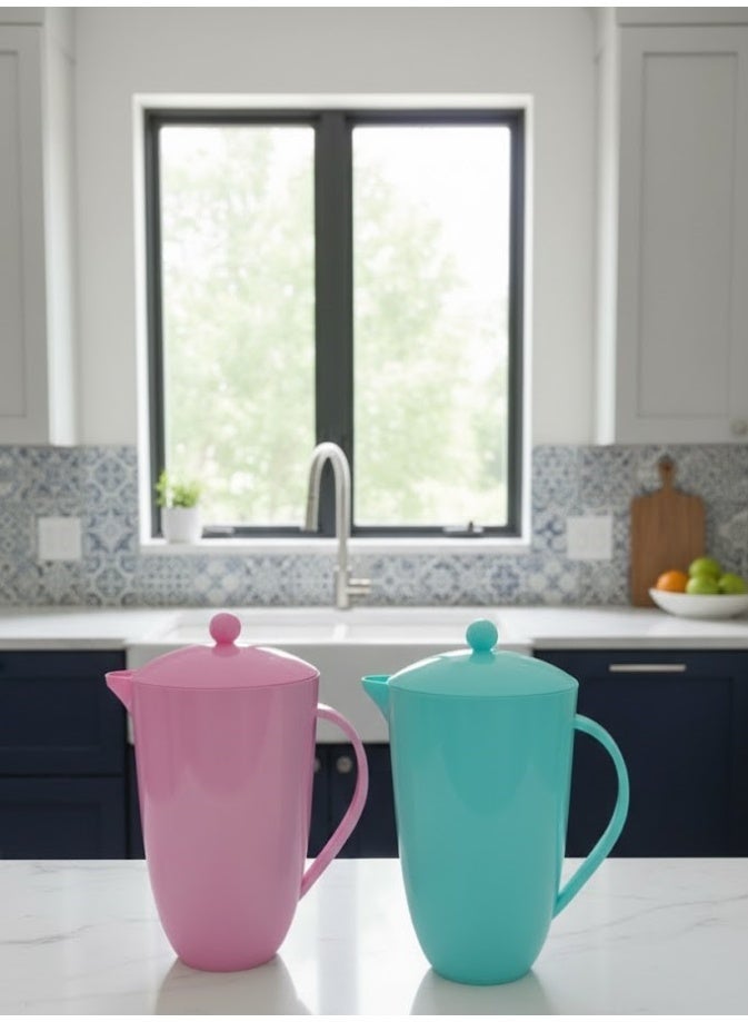 favilla Plastic serving jug with a sturdy handle – suitable for juices and water with a removable lid – practical kitchen design – Code 690, 2.6L capacity - Image 1